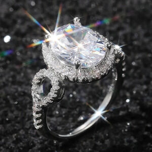 😍Beautiful Hollow Oval Pure Zircon Cubic Carved Macro Pave Silver Rings, K812